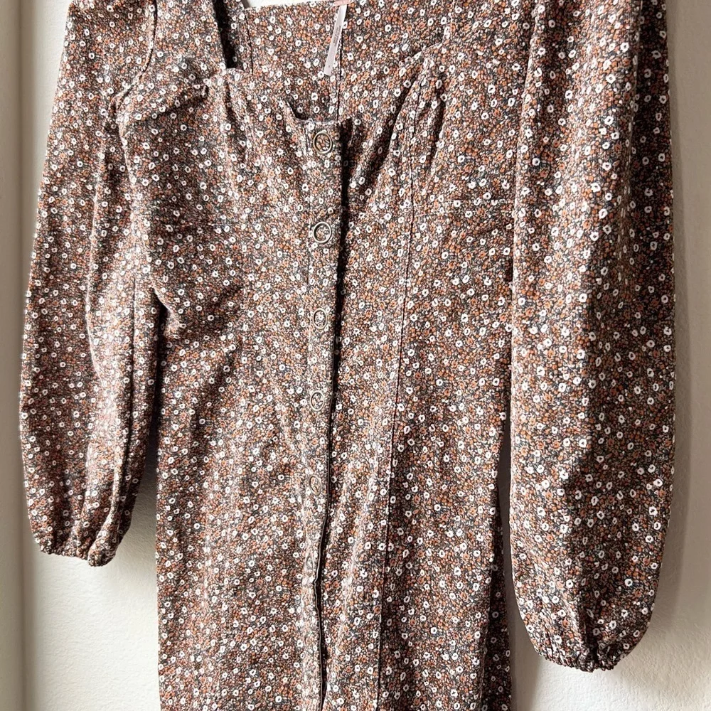 NWT Free People Call Me Cord Mini Dress Brown Black Combo Sz 4 - Picture 9 of 16